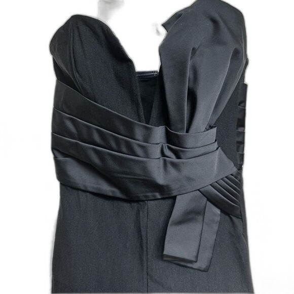 Nasty Gal Black Bandeau Strapless Bow Tie Twist Jumpsuit Catsuit - Women S - Picture 1 of 6
